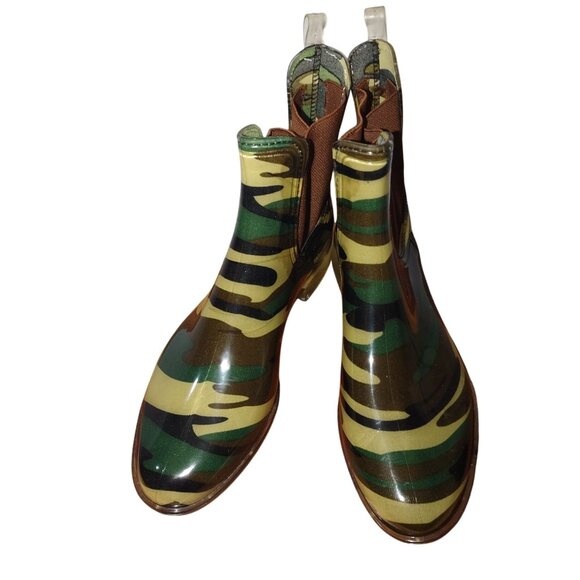 Camo Rain Boots-Shoes Of Soul- Womens Ankle Chelsea Style-SIZE: 7 - Picture 2 of 7